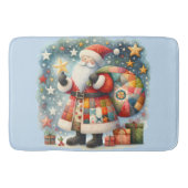 Gewatteerde patchwork kerstman met kerststerren badmat (Voorkant)