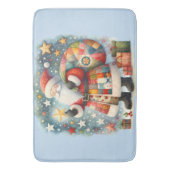 Gewatteerde patchwork kerstman met kerststerren badmat (Voorkant Verticaal)