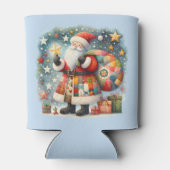 Gewatteerde patchwork kerstman met kerststerren blikjeskoeler (Achterkant)