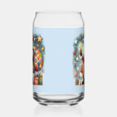 Gewatteerde patchwork kerstman met kerststerren blikvorm glas (Links)