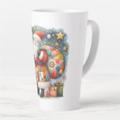 Gewatteerde patchwork kerstman met kerststerren latte mok (Rechterhoek)