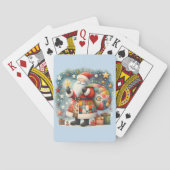 Gewatteerde patchwork kerstman met kerststerren pokerkaarten (Achterkant)