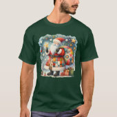Gewatteerde patchwork kerstman met kerststerren t-shirt (Voorkant)