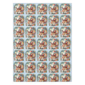 Gewatteerde patchwork kerstman met kerststerren tafelkleed (Voorkant)