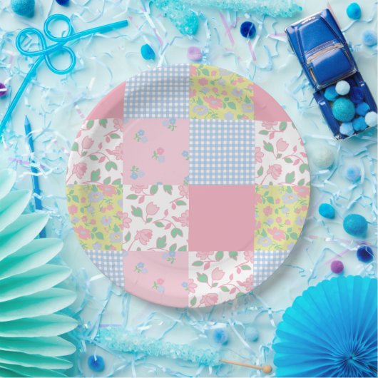 Gewatteerde Patchwork Party Paper Borden Papieren Bordje (Feest)