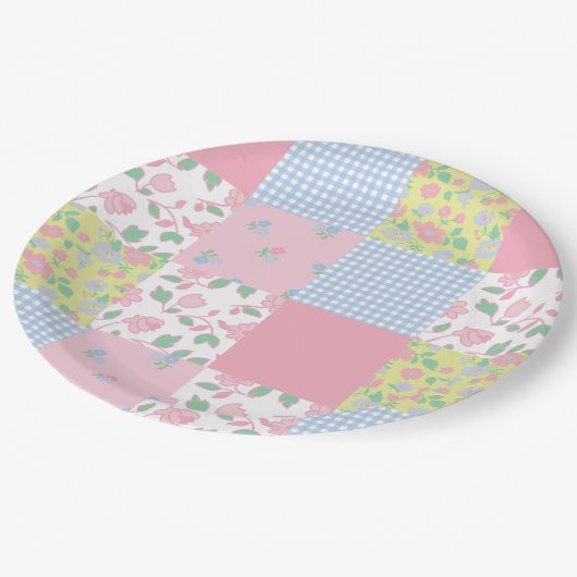 Gewatteerde Patchwork Party Paper Borden Papieren Bordje (Gekanteld)