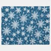 Gewatteerde Patroon Blauwe en Witte Sneeuwvlokken Fleece Deken (Voorkant (Horizontaal))
