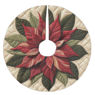 Gewatteerde patroon Poinsettia Cream Kerstboom Rok