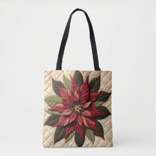 Gewatteerde patroon Poinsettia Cream Tote Bag