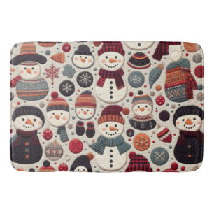 Gewatteerde patroon van sneeuwpoppen badmat