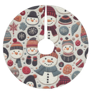 Gewatteerde patroon van sneeuwpoppen kerstboom rok