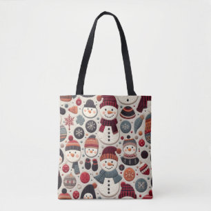 Gewatteerde patroon van sneeuwpoppen tote bag