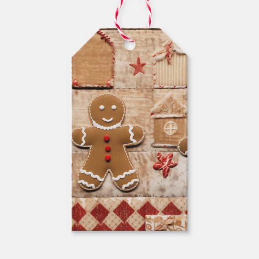 Gewatteerde peperkoek man cadeaulabel (Voorkant)