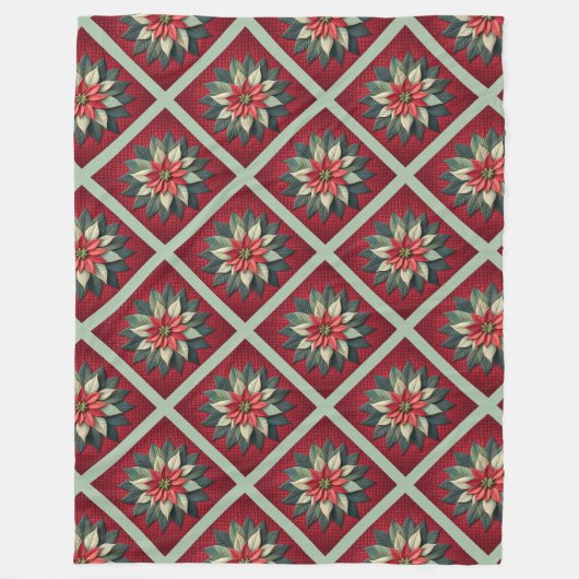 Gewatteerde Poinsettia fleece deken (Voorkant)