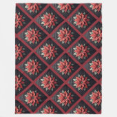 Gewatteerde Poinsettia Fleece Deken Zwart (Voorkant)