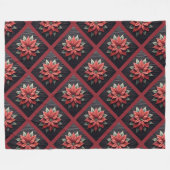 Gewatteerde Poinsettia Fleece Deken Zwart (Voorkant (Horizontaal))