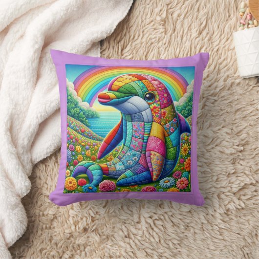 Gewatteerde Regenboog Dolfijn Delight Kussen (Deken)