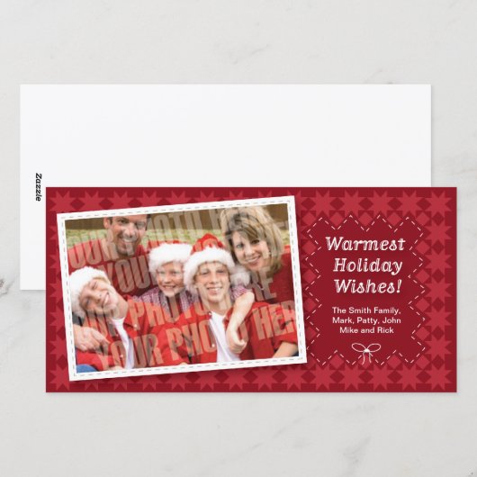 Gewatteerde Rode Vakantie Fotokaart Feestdagenkaart (Voorkant / Achterkant)