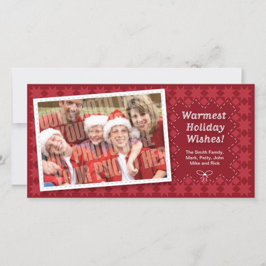Gewatteerde Rode Vakantie Fotokaart Feestdagenkaart (Voorkant)