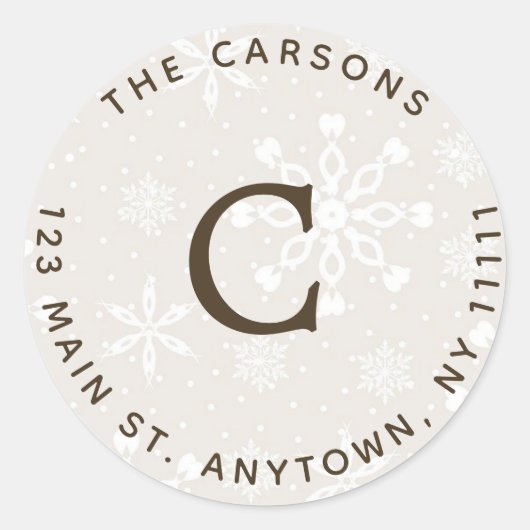 Gewatteerde sneeuwvlokken Ronde Terugkeer Adres La Sticker (Voorkant)