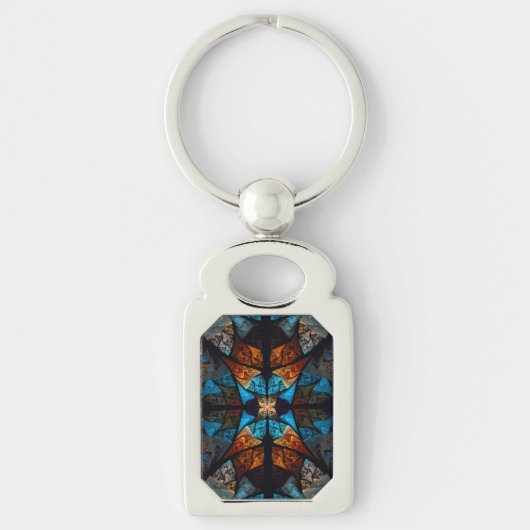Gewatteerde Ster Abstract in Blauw Sleutelhanger (Voorkant)