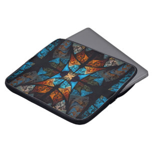 Gewatteerde Ster Abstract in Blauwtonen Laptop Sleeve
