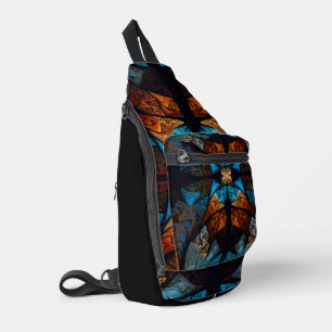 Gewatteerde Ster Abstract in Blauwtonen Sling Bag