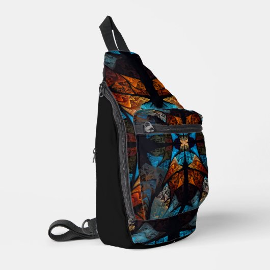 Gewatteerde Ster Abstract in Blauwtonen Sling Bag (Linkerhoek)