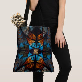 Gewatteerde Ster Abstract in Blauwtonen Tote Bag