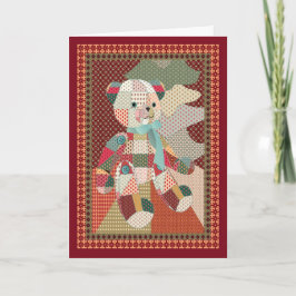 Gewatteerde teddybeer Kerstmis Feestdagen Kaart