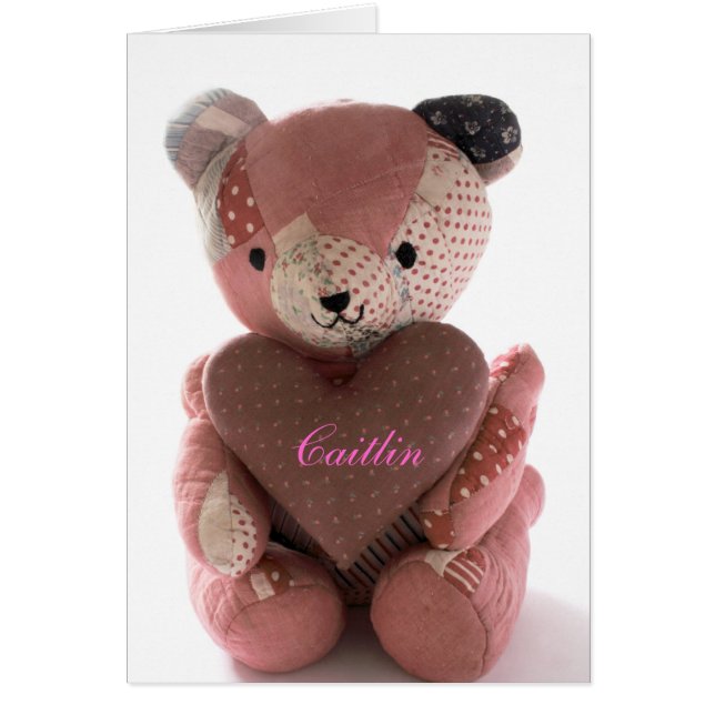 gewatteerde teddybeer met calico hart Caitlin (Voorkant)