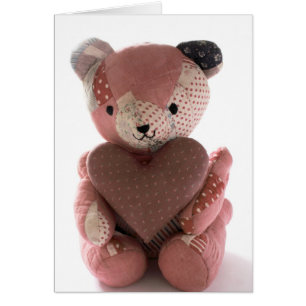 gewatteerde teddybeer met calico - hartkaart