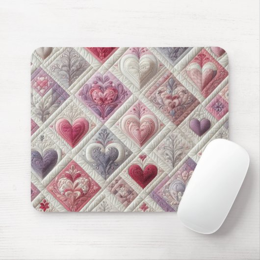 Gewatteerde Valentijn Heart Design Muismat (Met muis)