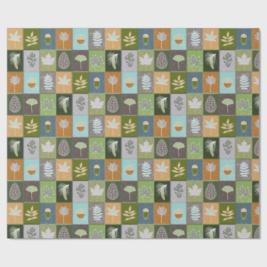 Gewatteerde zomerbladeren cadeaupapier (Vlak)