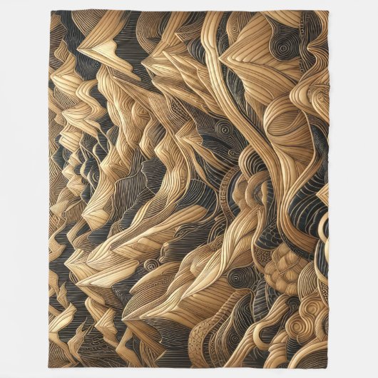 Gewatteerde zwart gouden Abstract bergontwerp Fleece Deken (Voorkant)