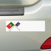 Geweekte vlaggen van Portugal en de Azoren Bumpersticker (Op auto)