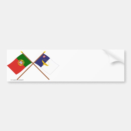 Geweekte vlaggen van Portugal en de Azoren Bumpersticker (Voorkant)