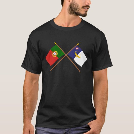 Geweekte vlaggen van Portugal en de Azoren T-shirt (Voorkant)