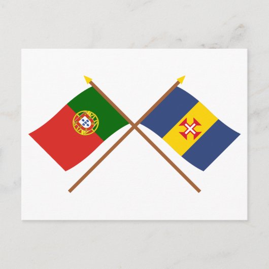 Geweekte vlaggen van Portugal en Madeira Briefkaart (Voorkant)