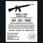 Geweer Silhouette, Gunsmith, Winkelreclame voor vu Flyer<br><div class="desc">Geweer Silhouette,  Gunsmith,  Flyers voor winkelreclame voor vuurwapens door The Business Card Store.</div>