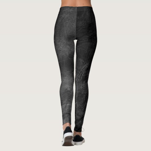 geweerd zwart leder leggings (Achterkant)