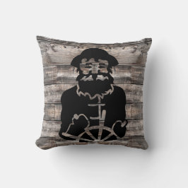 geweerkaatste houten ondergrond met CAPTAIN | T Kussen