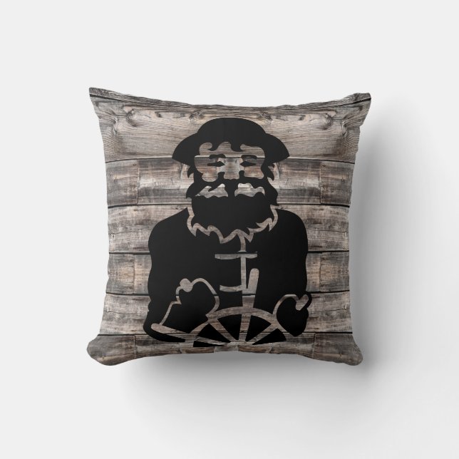 geweerkaatste houten ondergrond met CAPTAIN | T Kussen (Voorkant)