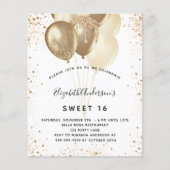 Geweet 16 witte goudballonnen budget flyer (Voorkant)