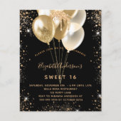 Geweet 16 zwarte goudballonnen flyer (Voorkant)