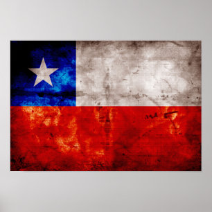 Geweetherde Chileense vlag Poster