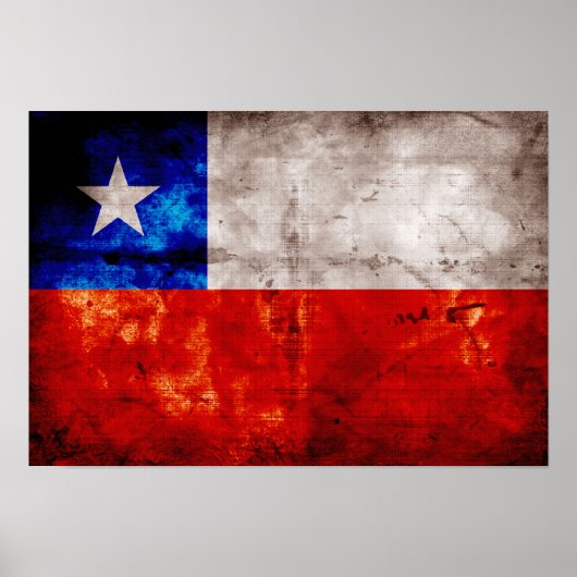 Geweetherde Chileense vlag Poster (Voorkant)