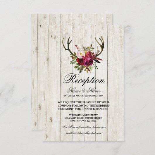 Gewei Rustieke Trouwontvangst Kaarten Hout (Voorkant / Achterkant)