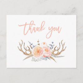 gewei veren dank u kaart, baby shower briefkaart