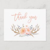 gewei veren dank u kaart, baby shower briefkaart (Voorkant)